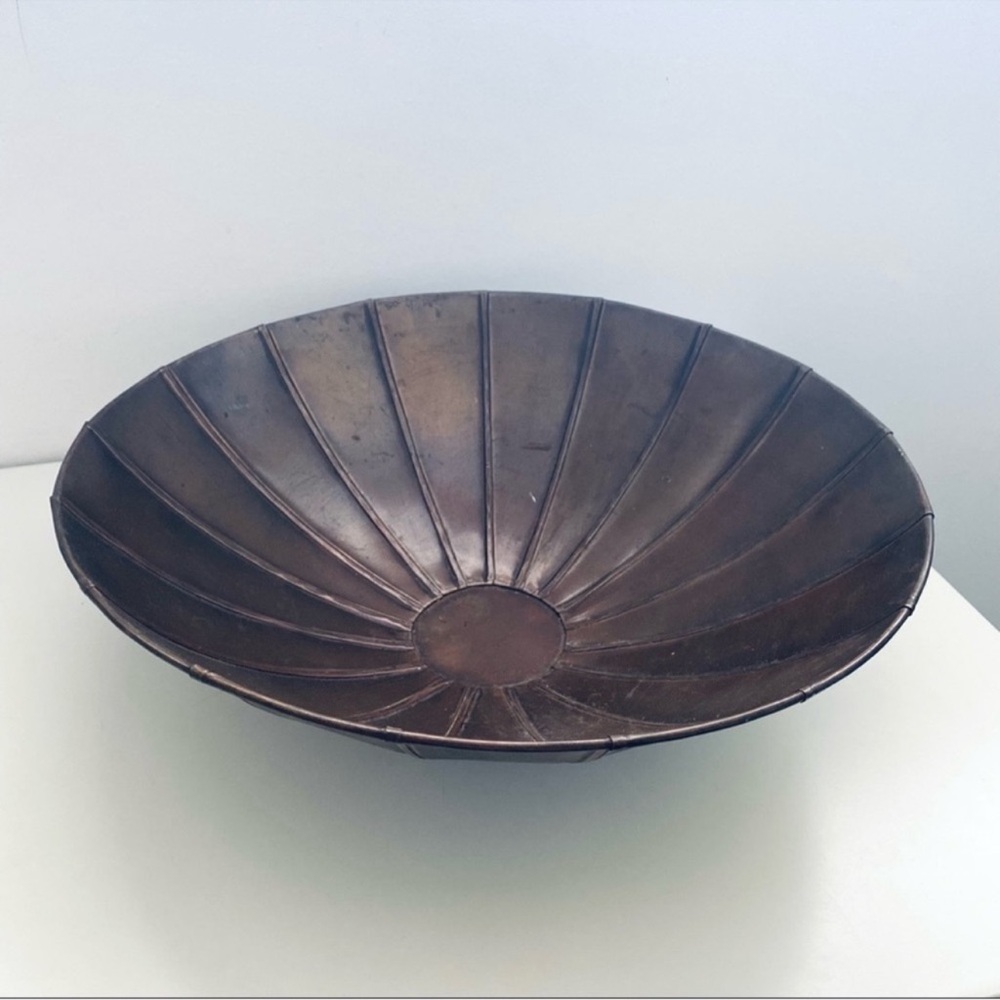 Vintage Brass Huge Fruit Serving Bowl Dish